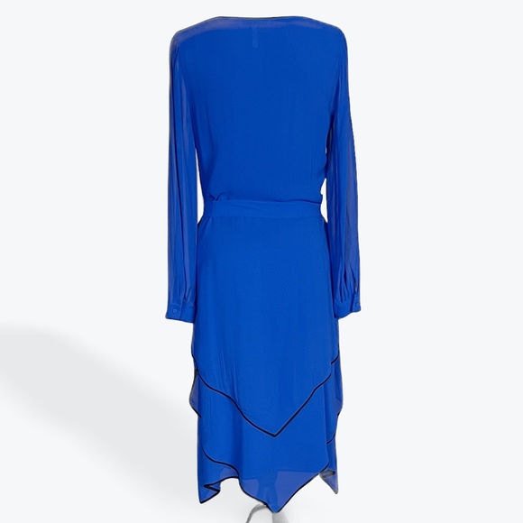 BCBGMAXAZRIA Runway 'Lydia' Silk Longsleeve Dress (Larkspur Blue) Small $428 - Picture 4 of 9